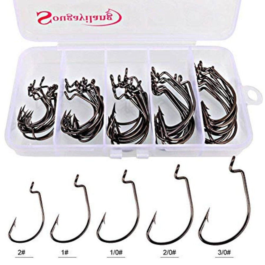 Offset Shank Worm Hooks High C - Fishing Hook Weedless recension och pris