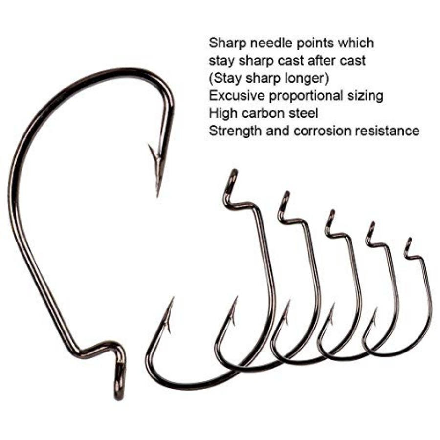 Offset Shank Worm Hooks High C - Fishing Hook Weedless recension och pris