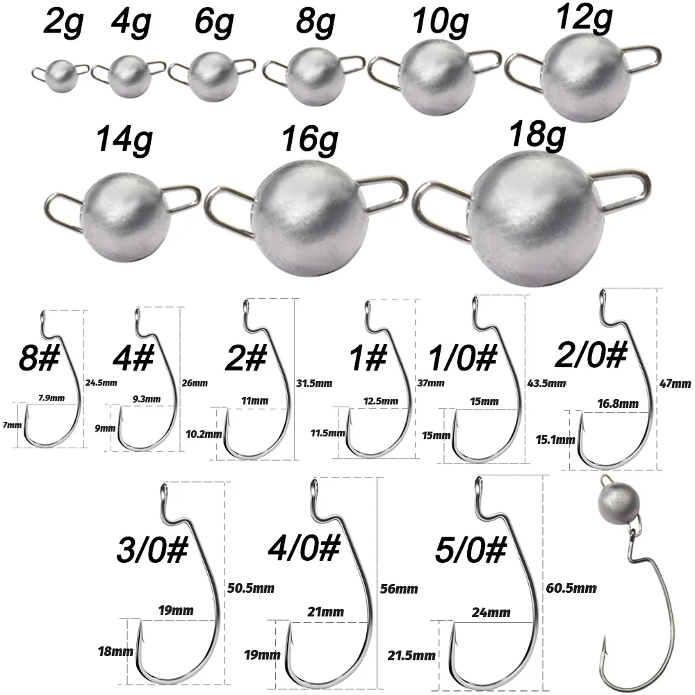5Pcs Metal Jig Head Worm Hooks - Fishing Hook Offset recension och pris